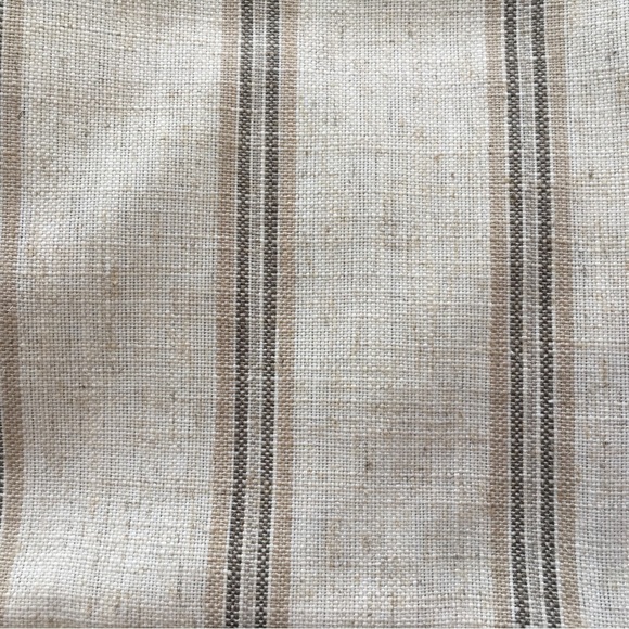High Quality Designer Linen Pillow Cover Neutral Stripe with Gold Zip Closure - Picture 5 of 5
